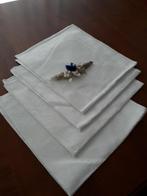 4 mooie grote linnen DAMAST servetten, Ophalen of Verzenden, Zo goed als nieuw, Wit