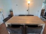 Complete Eetkamerset – Tafel + 6 Leren Stoelen, Huis en Inrichting, Tafels | Eettafels, Zo goed als nieuw, Vijf personen of meer