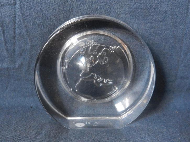 Glasfabriek Leerdam glazen presse-papier voor ICA NL Europa, Antiek en Kunst, Antiek | Glas en Kristal, Ophalen of Verzenden