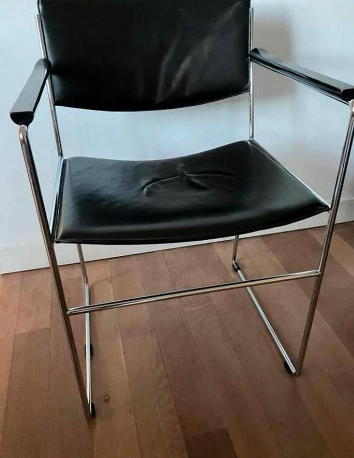 Arco design stoel leer, Huis en Inrichting, Stoelen, Gebruikt, Eén, Leer, Zwart, Ophalen of Verzenden