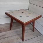 Vintage houten tegelmotief planten / bijzettafel., Ophalen of Verzenden