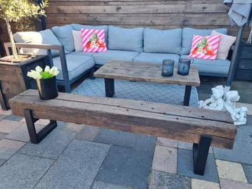 Super mooiedoorleefde spoorbielzen tuinbankje! Lengte 200cm  beschikbaar voor biedingen