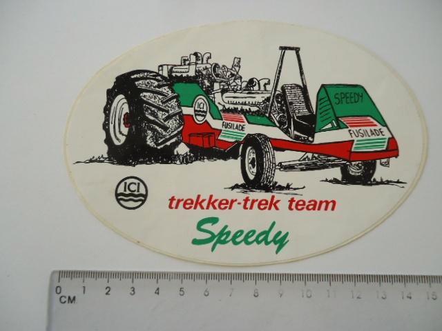 sticker oud Speedy Trekker trek traktor pulling tractor ntto, Verzamelen, Stickers, Zo goed als nieuw, Bedrijf of Vereniging, Verzenden