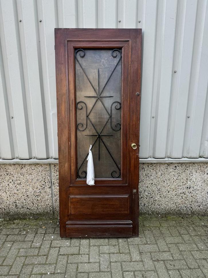 Antieke eiken voordeur 90 x 225, Doe-het-zelf en Verbouw, Deuren en Horren, Zo goed als nieuw, Buitendeur, 215 cm of meer, 80 tot 100 cm