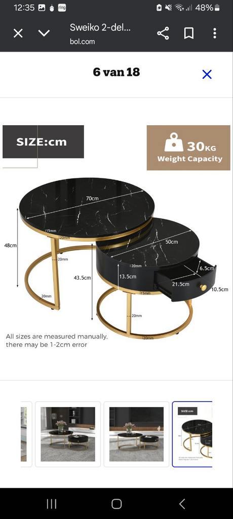 Set van 2 salontafels, Huis en Inrichting, Tafels | Salontafels, Gebruikt, Minder dan 50 cm, 50 tot 100 cm, 50 tot 100 cm, Rond