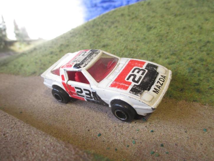 1:56 Mazda RX-7 - Majorette wit racing #23, Hobby en Vrije tijd, Modelauto's | Overige schalen, Gebruikt, Auto, Ophalen of Verzenden