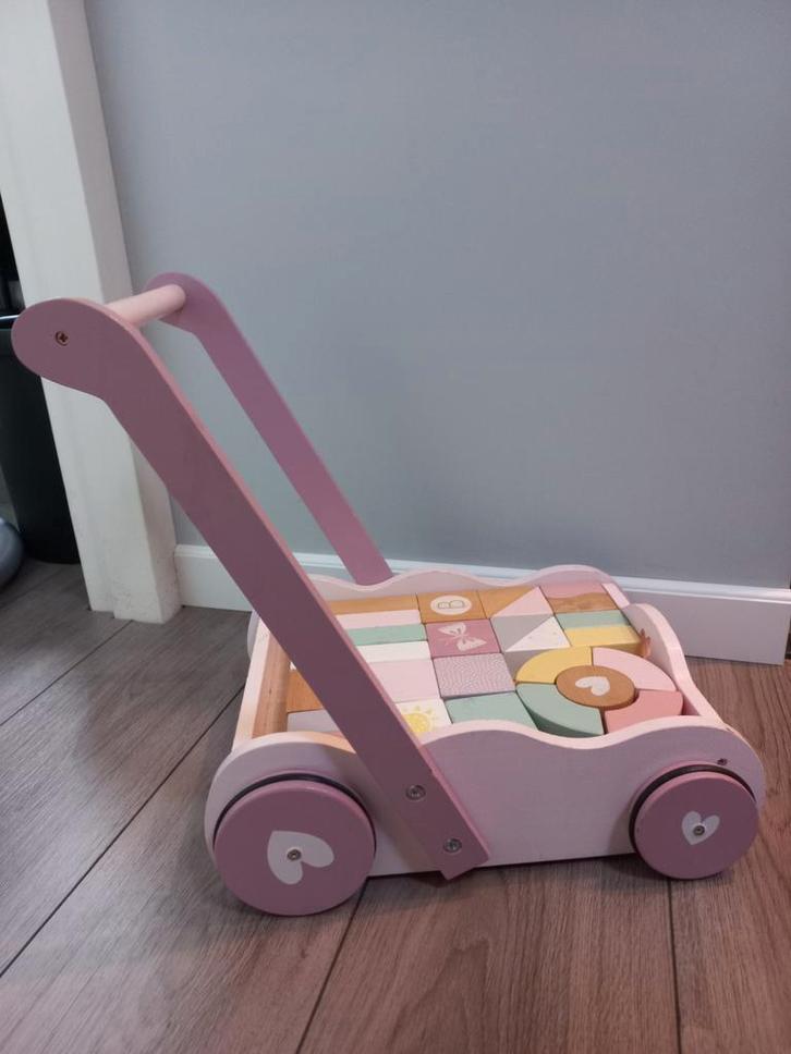 Little dutch roze blokkenkar, Kinderen en Baby's, Speelgoed | Houten speelgoed, Gebruikt, Ophalen