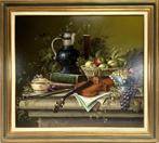 101. Schilderij Thomas F. Heesakkers, stilleven met viool, Ophalen of Verzenden