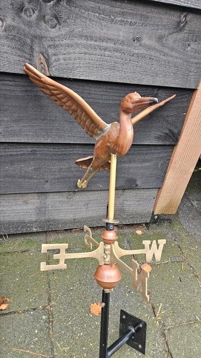 3D koperen windijzer blauwe reiger, Tuin en Terras, Windwijzers en Windmolens, Zo goed als nieuw, Ophalen of Verzenden