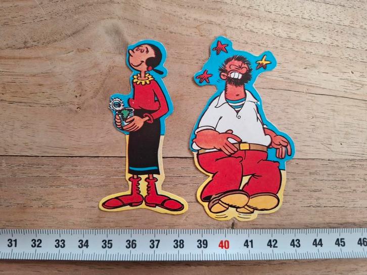 Lot vintage stickers - strips Popeye Olijfje en Brutus, Verzamelen, Stripfiguren, Zo goed als nieuw, Plaatje, Poster of Sticker