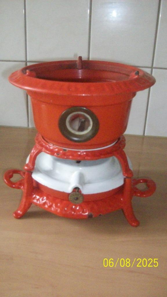 Gietijzeren petroleumstel, 1-pits, rood, Antiek en Kunst, Antiek | Keukenbenodigdheden, Ophalen of Verzenden