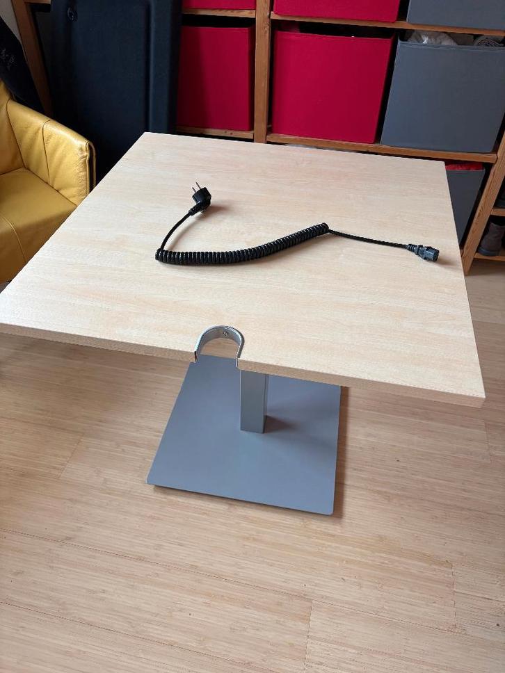 elektrisch verstelbare tafel 80x80, monokolom, ahorn, Huis en Inrichting, Bureaus, Zo goed als nieuw, Stabureau, Elektrisch, In hoogte verstelbaar