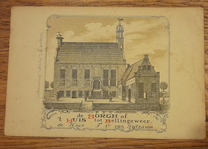 Borg't Huis te Bellingeweer Winsum Groningen, Verzamelen, Ansichtkaarten | Nederland, Ongelopen, Groningen, Voor 1920, Ophalen of Verzenden