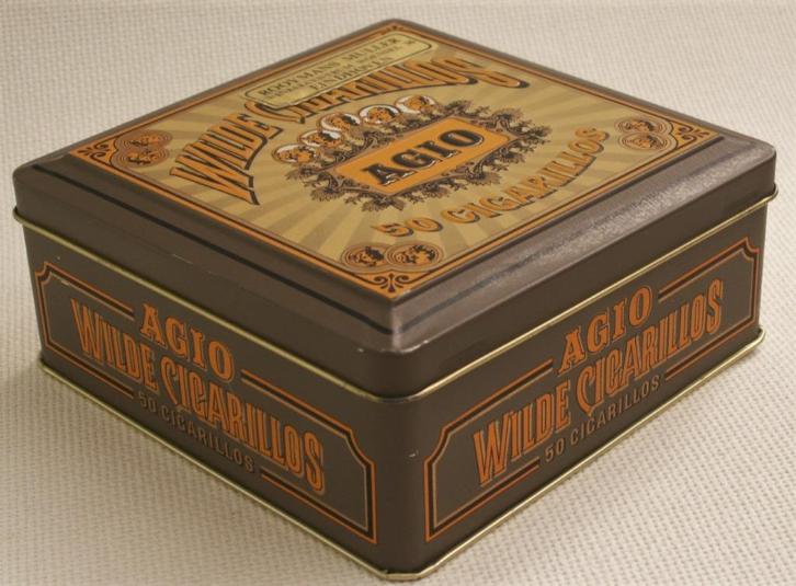 Vintage blikken trommel Wilde Cicarillos Agio, Verzamelen, Blikken, Zo goed als nieuw, Overige, Overige merken, Ophalen of Verzenden