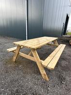 Picknicktafel 210 cm geïmpregneerd 4 cm dik hout, Nieuw, Inklapbaar, Rechthoekig, Ophalen of Verzenden