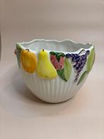 Antieke Majolica Cache-Pot met Fruitdecoratie, Antiek en Kunst, Antiek | Keramiek en Aardewerk, Ophalen of Verzenden