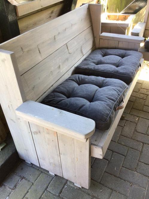Tuinbanken + tafels van steigerhout, Tuin en Terras, Tuinbanken, Gebruikt, Hout, Ophalen