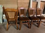 Oude boerderij stoeltjes eikenhout, Gebruikt, Bruin, Ophalen of Verzenden, Vier