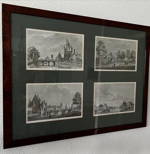 Haarlem stadspoorten in mooie lijst, Antiek en Kunst, Kunst | Etsen en Gravures, Ophalen