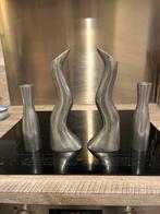 Set van 4 aluminium zilverkleurige decoratieve kandelaars, Huis en Inrichting, Overige materialen, 25 tot 50 cm, Ophalen of Verzenden