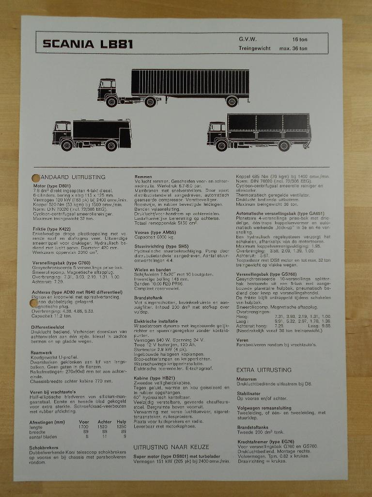 Scania LB 81 Technische Specificatie Folder 1978 LB81 4x2, Ophalen, Zo goed als nieuw, Overige merken, Scania