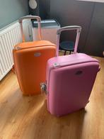 American Tourister (Samsonite) - Roze of oranje koffer, Sieraden, Tassen en Uiterlijk, Koffers, Ophalen, Gebruikt, Hard kunststof