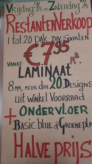 2 dagen LAMINAAT RESTANTEN VERKOOP. GORREDIJK / JOURE. beschikbaar voor biedingen