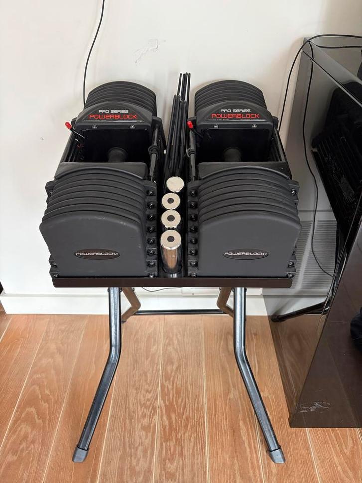 Powerblock PRO verstelbare dumbbells (1-41 kg), Sport en Fitness, Fitnessmaterialen, Zo goed als nieuw, Dumbbell, Armen, Ophalen