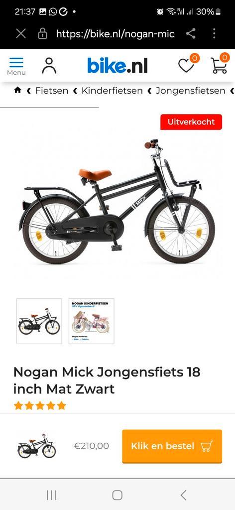 Nogan Mick Jongensfiets 18 inch - Gebruikt, Fietsen en Brommers, Fietsen | Jongens, Gebruikt, 18 inch, Handrem, Ophalen of Verzenden