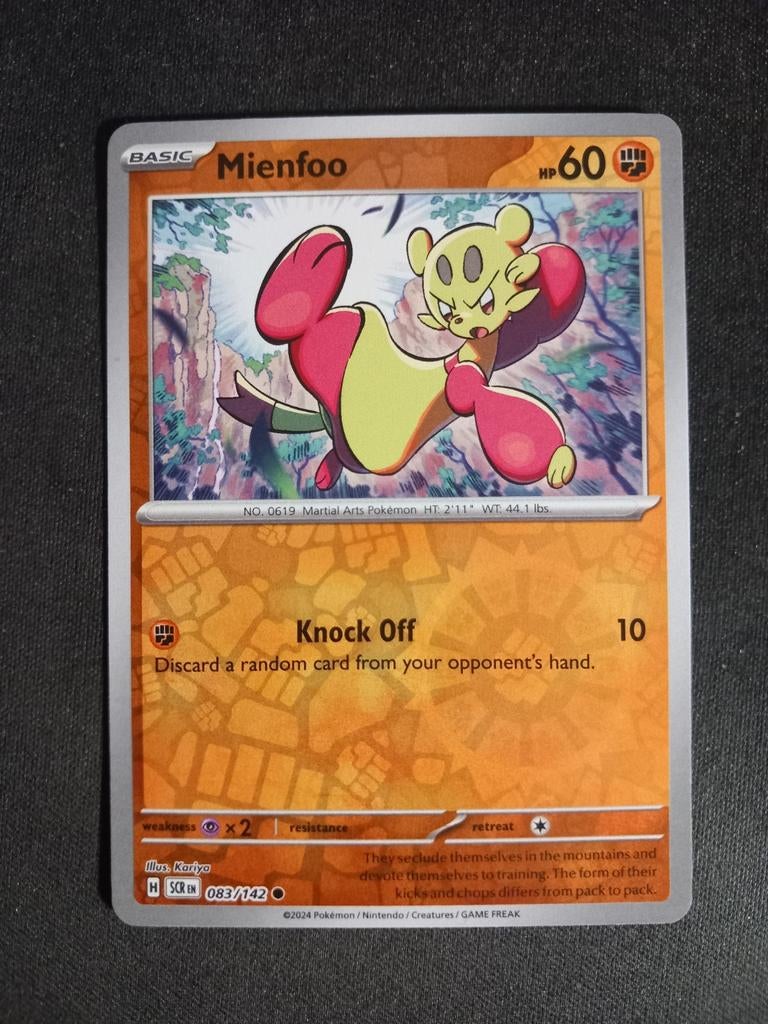 Pokemon Mienfoo 083/142 Stellar Crown Reverse NM, Verzenden, Zo goed als nieuw, Losse kaart, Foil