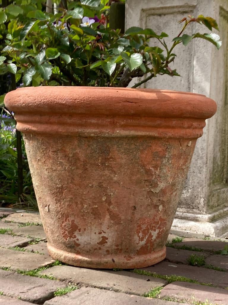 terracotta bloempot groot antiek, Tuin en Terras, Bloempotten, Gebruikt, Rond, Minder dan 40 cm, Balkon
