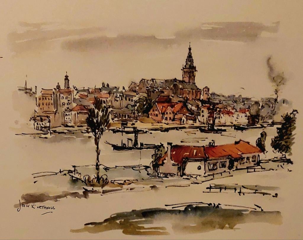 Nijmegen aan de Waal  ... Jan Korthals  ..., Antiek en Kunst, Ophalen of Verzenden