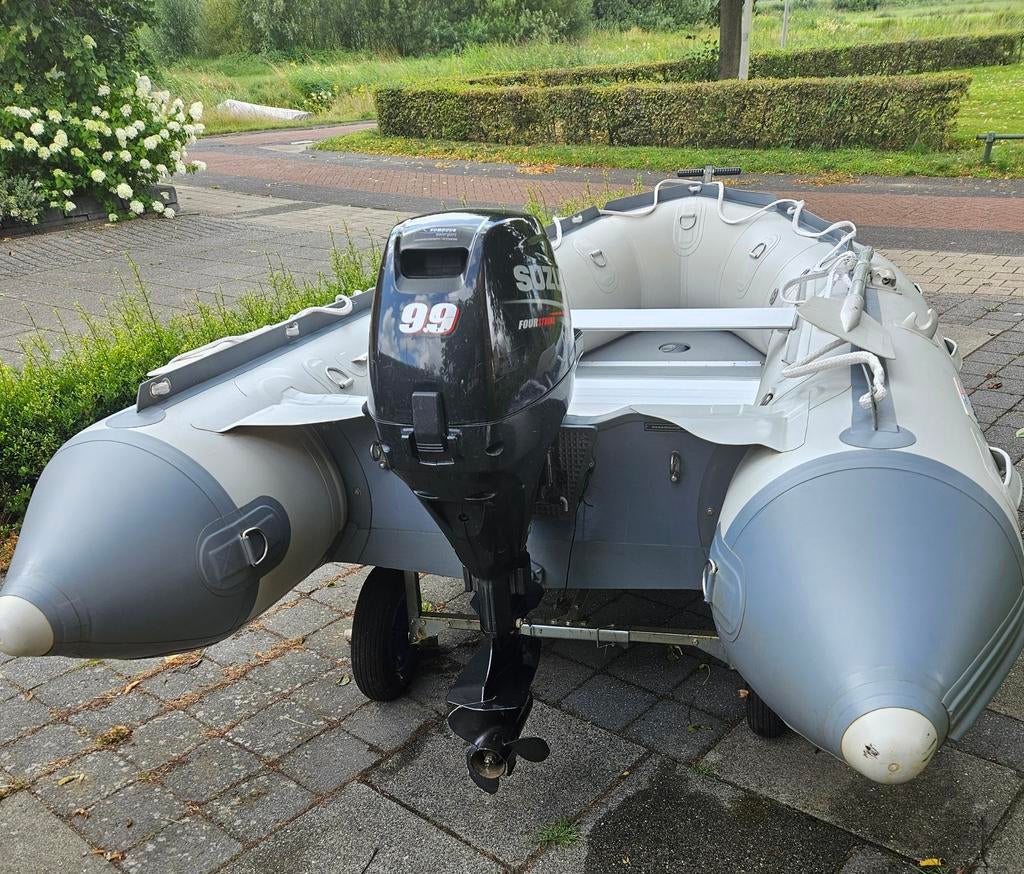 Rubberboot met 9.9 pk Suzuki buitenboordmotor, Watersport en Boten, Aluminium, Benzine, Minder dan 70 pk, Ophalen