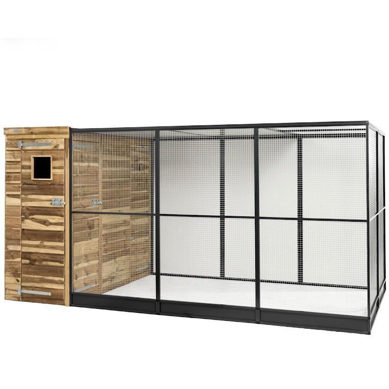 Aluminium Volière met nachthok en sluis R10