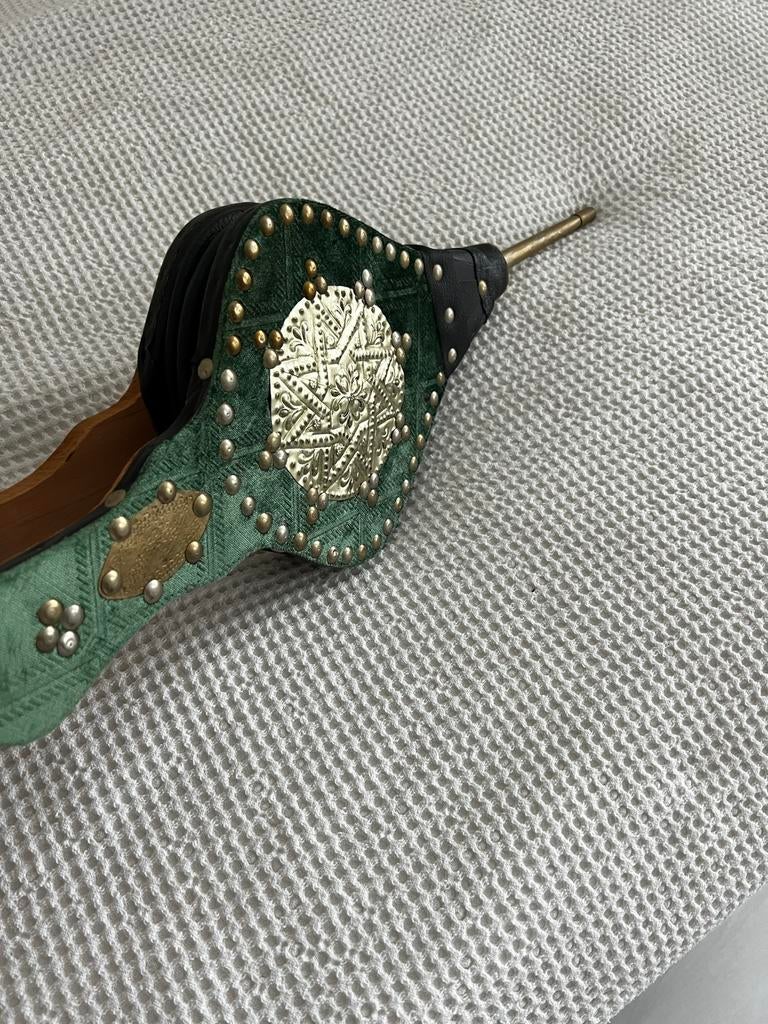 Antieke blaasbalg voor open haard - Groen/Goud, Ophalen of Verzenden, Gebruikt, Overige soorten