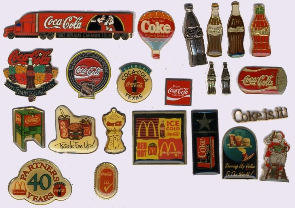 Coca-Cola  pins speldjes. McDonald’s. 1980s /1990s. USA, Ophalen of Verzenden, Nieuw, Merk, Speldje of Pin