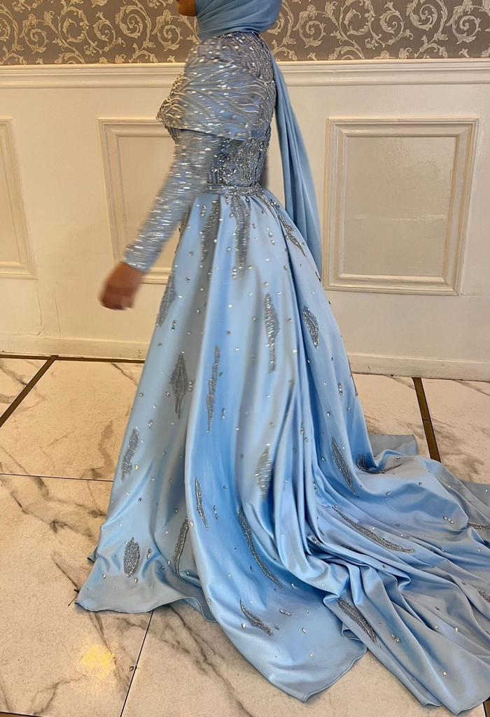 Modest Abiye/avondjurk, Kleding | Dames, Ophalen of Verzenden, Zo goed als nieuw, Blauw, Trouwjurk