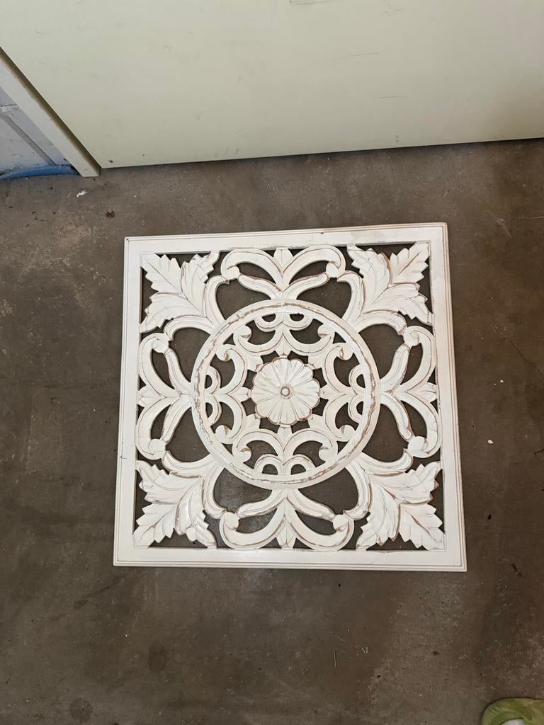 Set van 2 decoratieve wandpanelen wit goud, Gebruikt, Hout, Meerkleurig, Ophalen of Verzenden