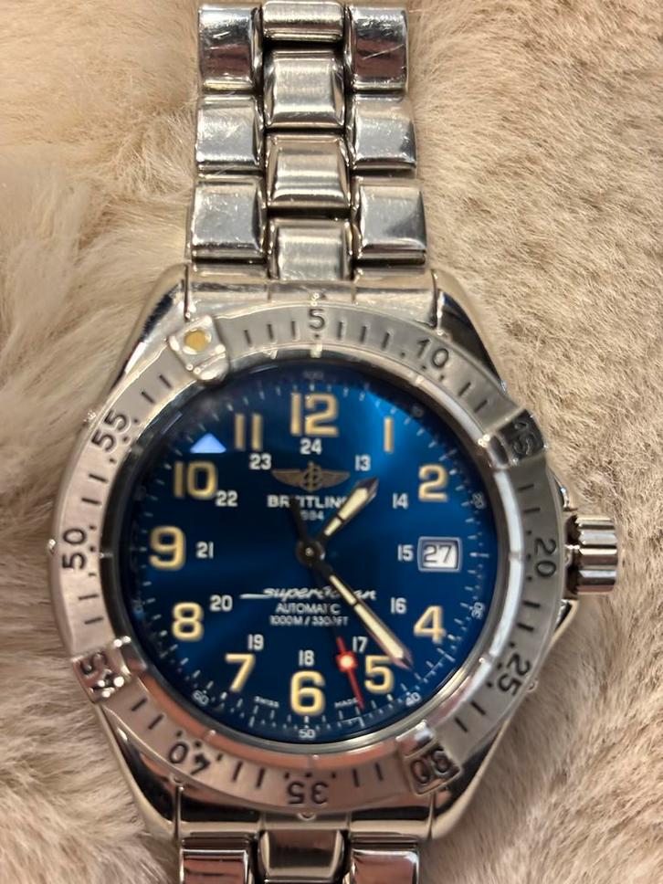 Breitling Superocean 1000m (ref. A17040) - Blauwe Wijzerplaa, Sieraden, Tassen en Uiterlijk, Horloges | Heren, Gebruikt, Polshorloge