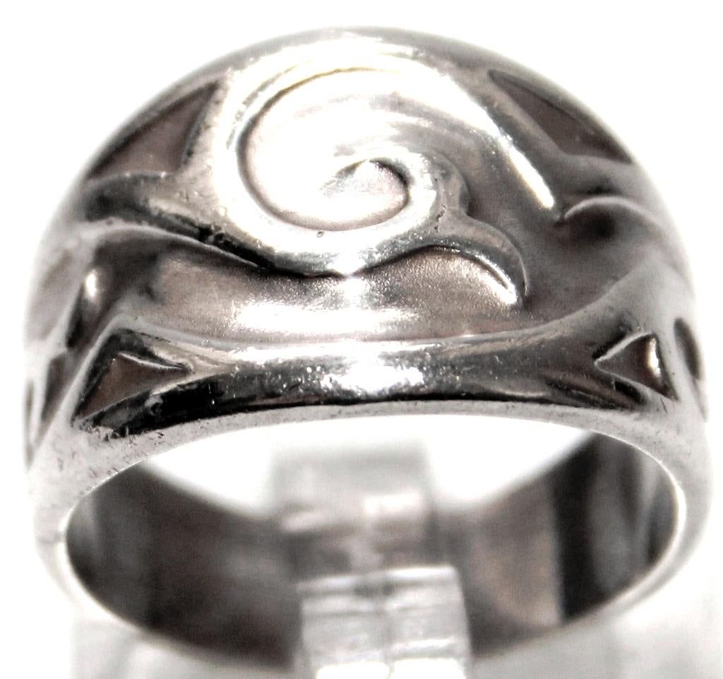 Schitterende Brede Frans Zilveren Gotische Bandring, Ophalen of Verzenden, Zilver, Ring