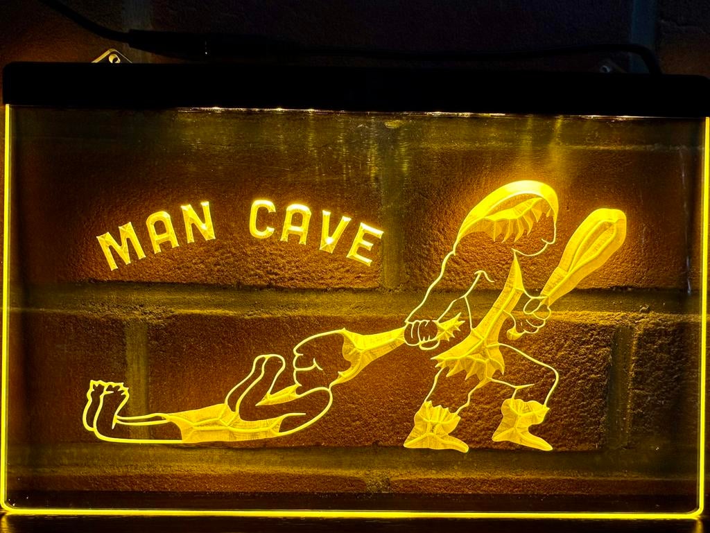 Led lichtbord MANCAVE 3d neon look, Ophalen of Verzenden, Nieuw, Lichtbak of (neon) lamp