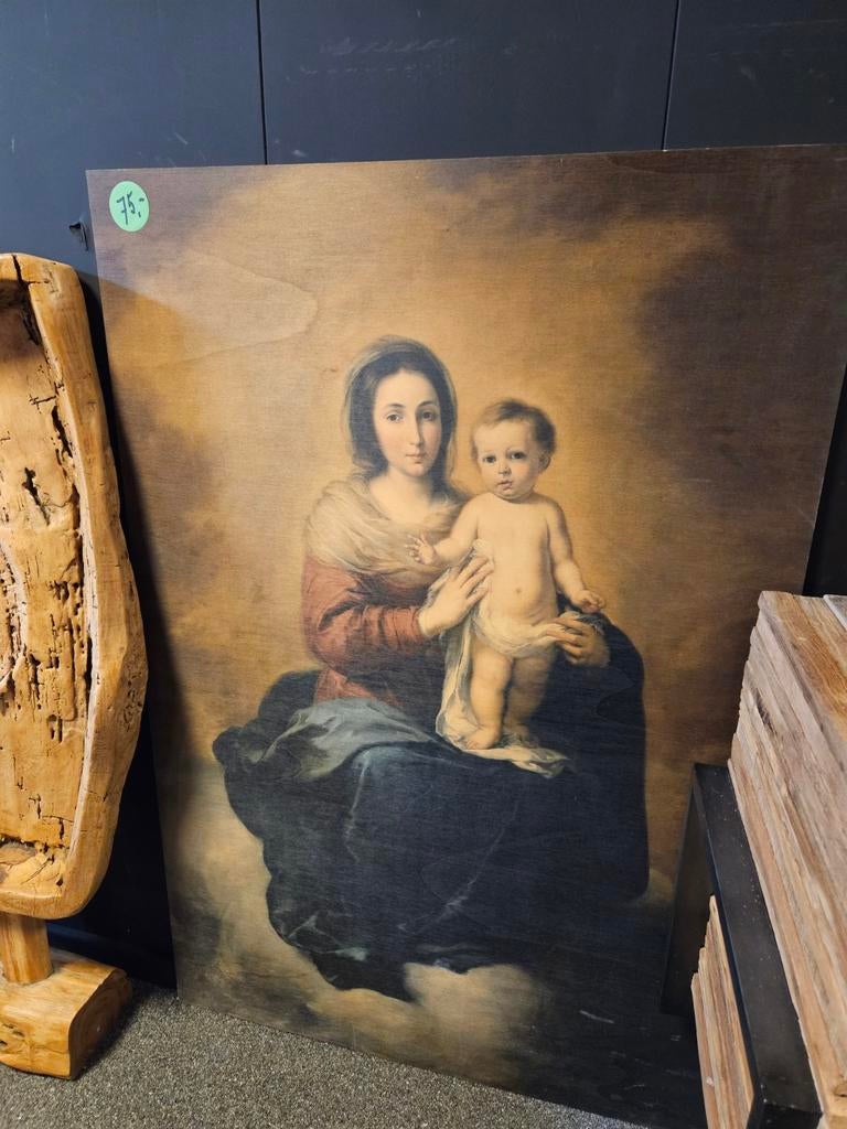 Wandpaneel triplex met opdruk Maria met kind, Ophalen of Verzenden