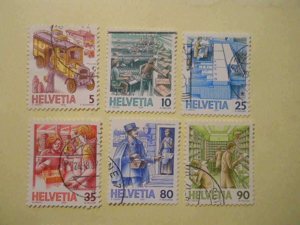 Zwitserland 1986 Postbeforderung serie Mi.1321-1326 gest., Postzegels en Munten, Postzegels | Europa | Zwitserland, Gestempeld
