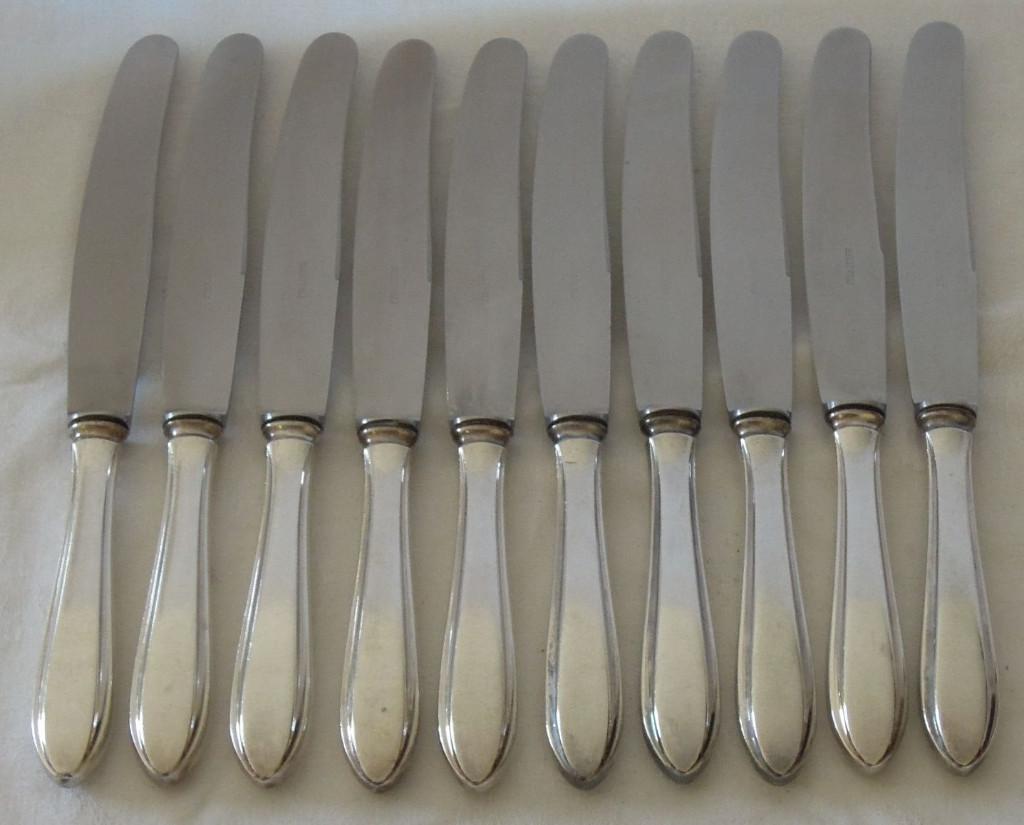 Nr RR1: 10 Verzilverde puntfilet P8 dinermessen, P90, Ophalen of Verzenden