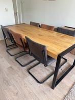 Mango houten eettafel met 6 stoelen, Ophalen, Gebruikt, 50 tot 100 cm, Vijf personen of meer