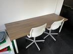 IKEA bureau in hoogte verstelbaar met walnoot blad, Huis en Inrichting, Bureaus, Ophalen, In hoogte verstelbaar, Gebruikt, Bureau