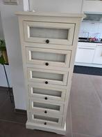 Houten white wash ladekast met 6 laden, Huis en Inrichting, Kasten | Ladekasten, 5 laden of meer, Ophalen, Gebruikt, 25 tot 50 cm