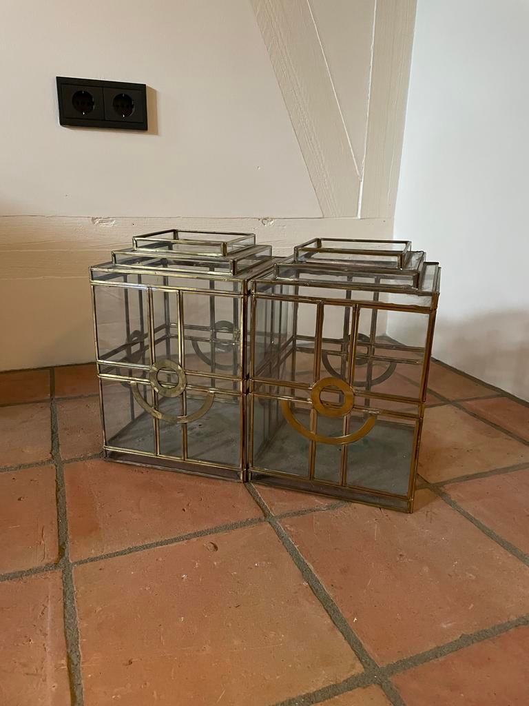 Set van 2 glazen kaarshouders, Ophalen, Gebruikt