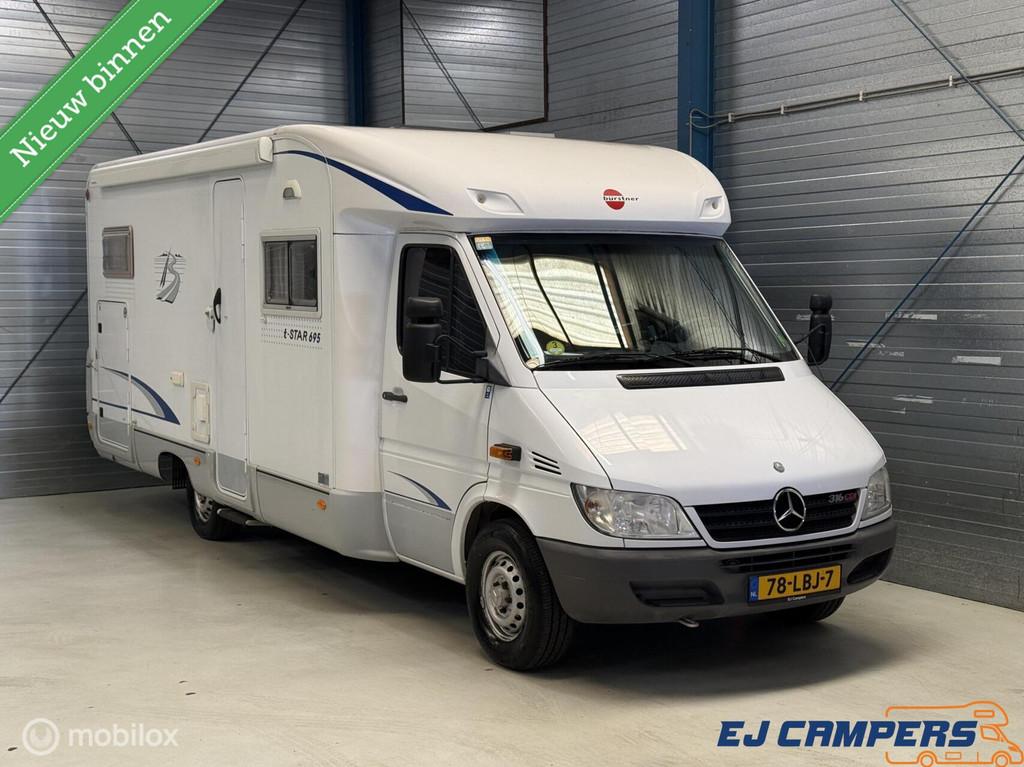Mercedes BURSTNER T STAR 695 Airco op motor!, Caravans en Kamperen, Ringverwarming, Bedrijf, Luifel, Half-integraal