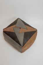 Vintage leren patchwork poef, Ophalen, Minder dan 50 cm, -, -